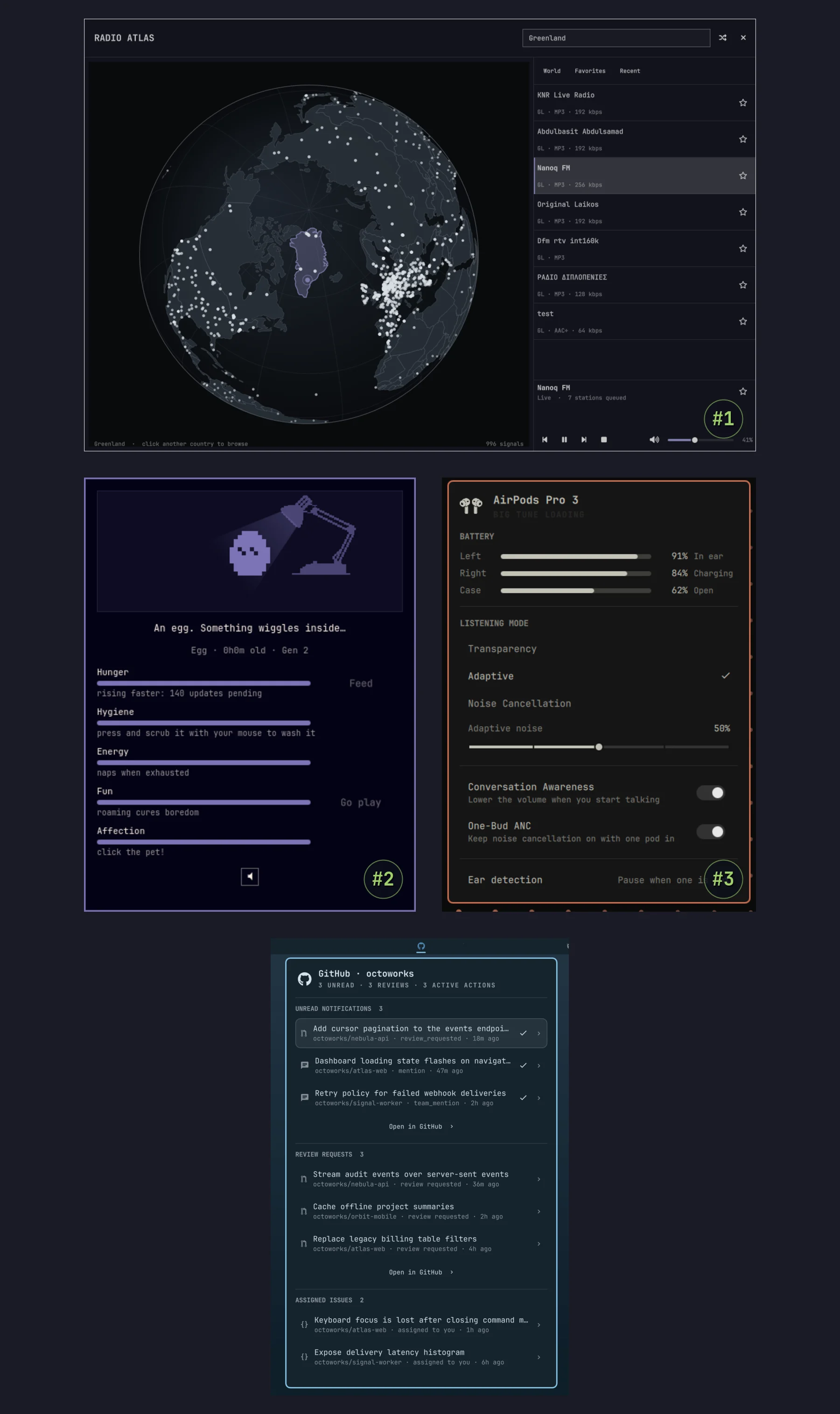 Radio Atlas, Omagotchi, AirPods och GitHub